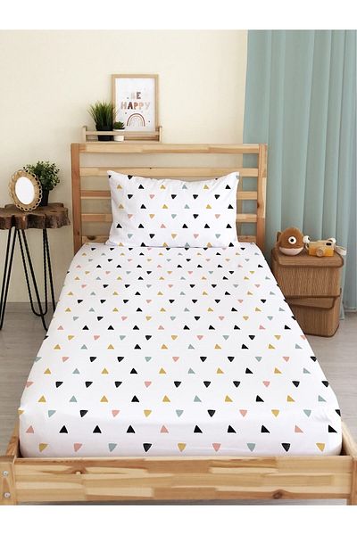 Evmila Triangle Pattern Printed Single Elastic Sheet Set Colorful
