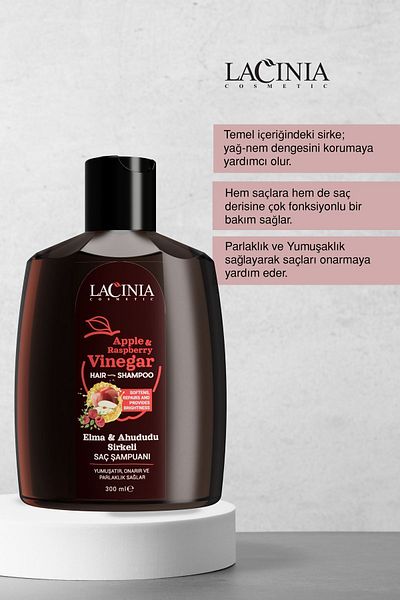 Lacinia شامبو خل التفاح والتوت 300 مل - مضاد لتساقط الشعر ومغذي للشعر