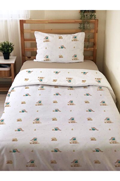 Evmila Çift Taraflı Modern Desenli Çarşafsız 2'li Takım Baskılı Tek Kişilik N...