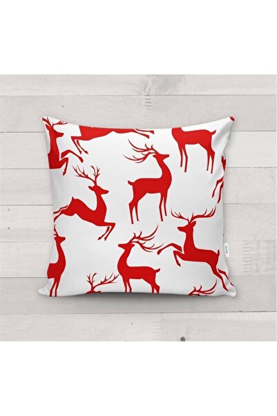 Evmila New Year's Special Velvet Throw Pillow Cover with Deer Pattern
