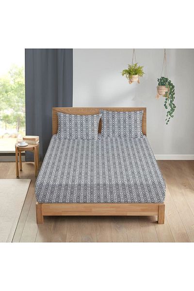Evmila Ethnic Pattern Printed Double Sheet Set 160x200 Cm - White