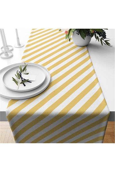 Evmila New Year's Themed Striped Velvet Runner
