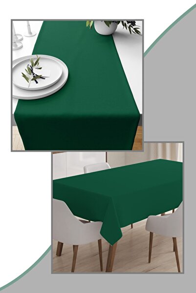 Evmila Koyu Yeşil Masa Örtüsü Ve Runner Set