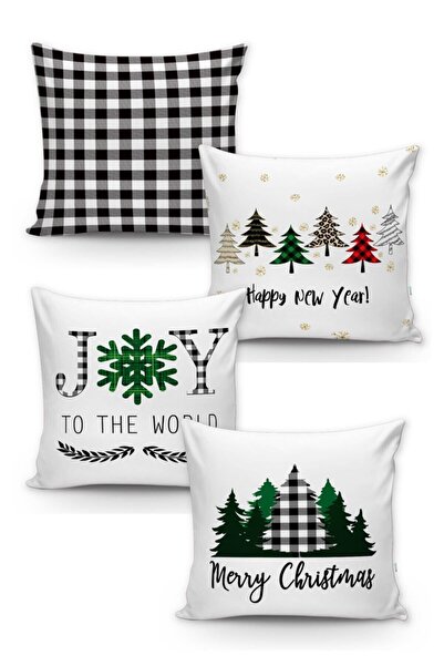 Lolla Evmila Christmas Patterned 4-Piece Throw Pillow Cover Set