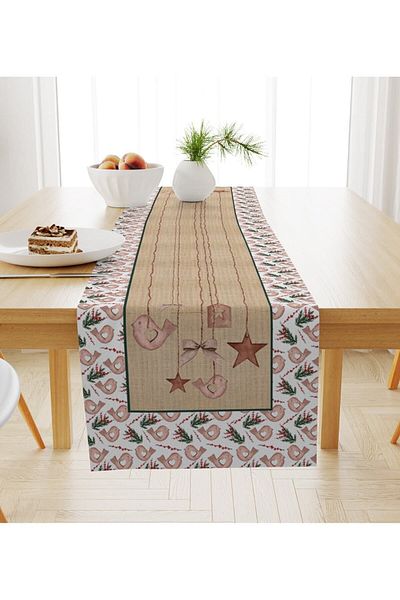 Evmila New Year's Themed Star Patterned Velvet Runner