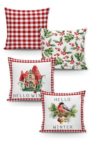 Lolla Evmila Christmas Patterned 4-Piece Throw Pillow Cover Set