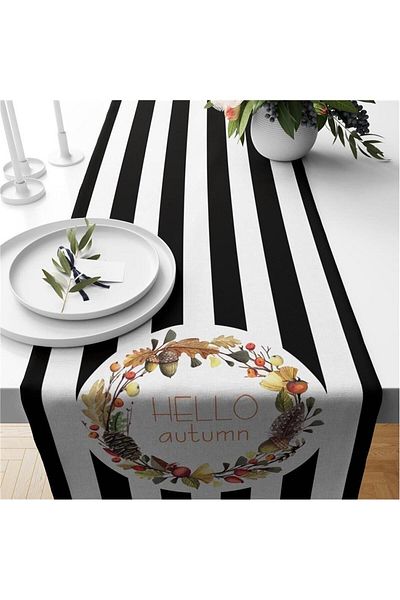 Evmila Autumn And Pumpkin Patterned Runner