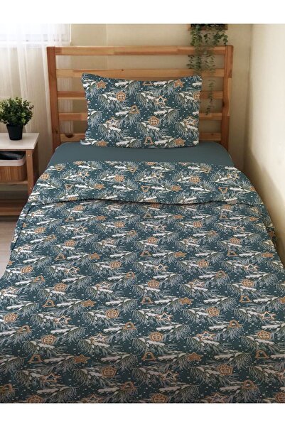 Evmila Çift Taraflı Yılbaşı Özel Kurabiye Desenli Çarşafsız 2'li Takım Baskıl...