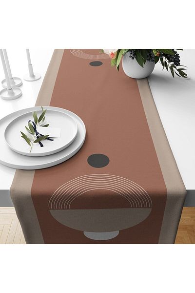 Evmila Runner din catifea cu model modern