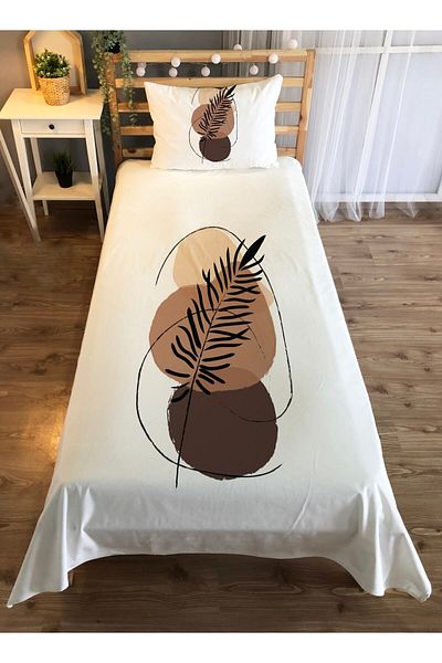 Evmila Leaf Patterned Single Velvet Bedspread - white