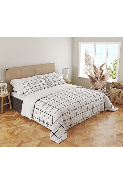 Evmila Set cuvertură de pilota dublă 200x220 Cm cu model pătrat negru - alb