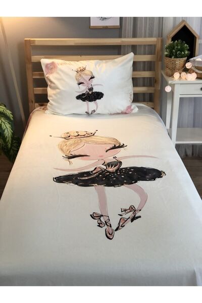 Evmila Dijital Baskı Balerin Kız Örtü Yastık Seti 1998