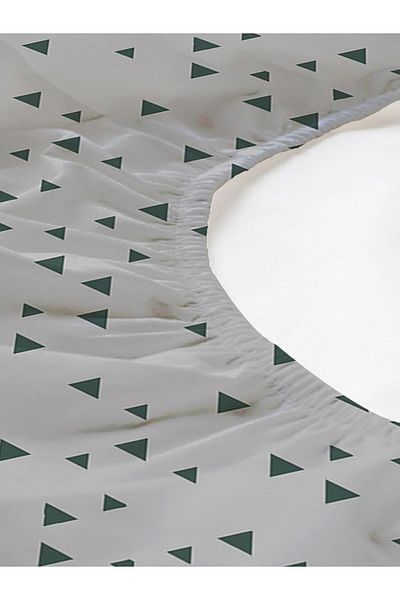 Evmila Σετ σεντόνια με τρίγωνο μοτίβο διπλό 160x200 cm - Γκρι