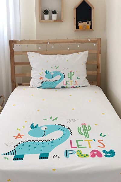 Evmila Dijital Baskı Dinazorlu Örtü Yastık Seti 1621