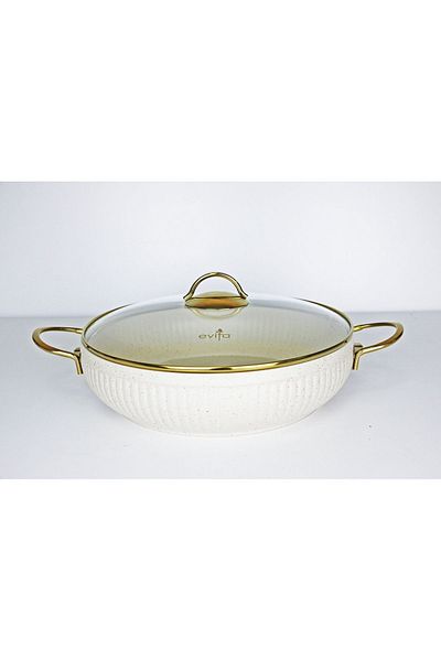 Evita Oyster Gold Granite 28 Cm Flat Pot Ivory