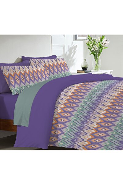 Evmila Geometrik Desen Baskılı Çift Kişilik 200x220 Cm 2 Adet 50x70cm Nevresi...