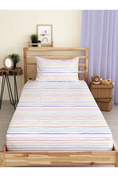 Evmila Colorful Striped Printed - Single Elastic Sheet Set