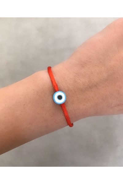Atelier Çağla Red Bracelet with Evil Eye Beads
