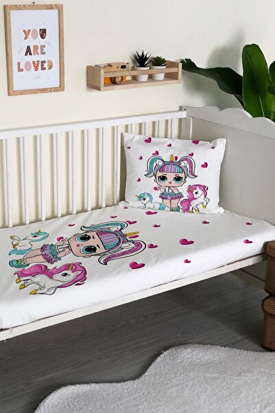 Evmila Unicorn Ve Kız Desenli Kadife Dekoratif Bebek & Çocuk Yatak Örtüsü