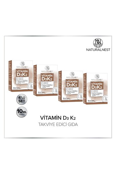 Naturalnest Vitamin D3 K2 Drops 10 ml Food Supplement 3 Boxes