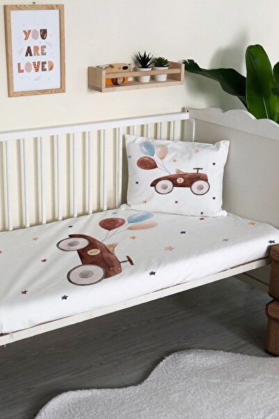 Evmila Balon ve Araba Desenli Kadife Dekoratif Bebek Çocuk Yatak Örtüsü