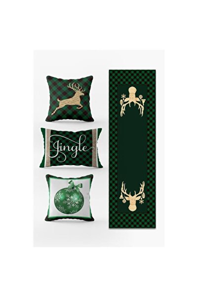 Evmila Новорічний набір з 3 подушок і скатертини - 4 штуки