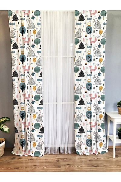 Evmila Printed Children's Room Background Curtain
