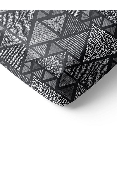Evmila Triangle Pattern Printed Double Sheet Set 160x200 Cm - Black