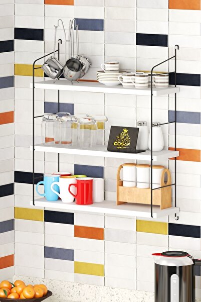 Cosargroup Duvar Rafı Kitaplık 3 Katlı Kitaplık Ünite Ahşap Raf Kitap Rafı Ba...