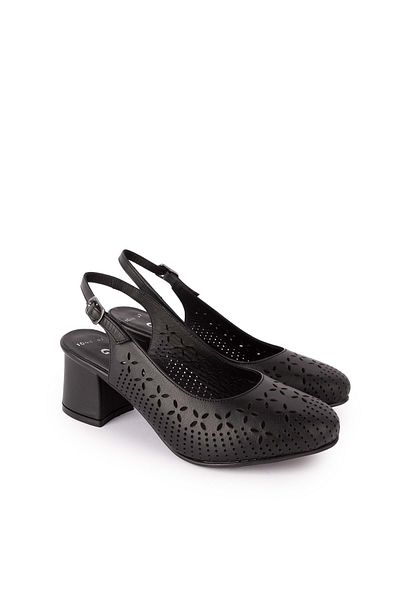 Gondol Genuine Leather Laser Cut Stylish Heeled Shoes Şhn.1048