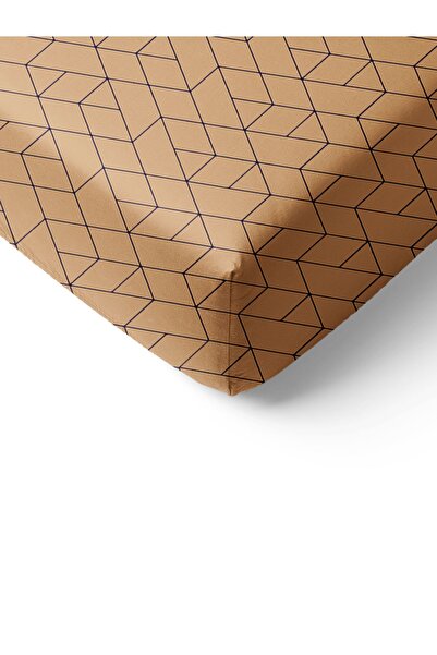 Evmila Marble Pattern Printed Double Sheet Set 160x200 Cm - Brown