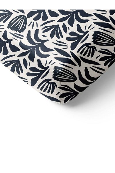 Evmila Tropical Pattern Printed Double Sheet Set 160x200 Cm - Black
