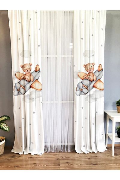 Evmila Printed Patterned Background Curtain for Kids and Baby Room
