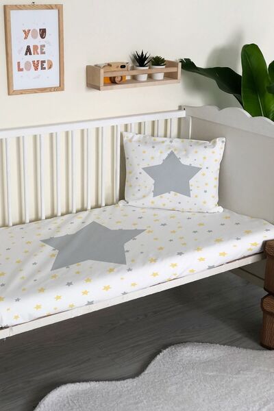 Evmila Star Patterned Velvet Decorative Baby Crib Cover