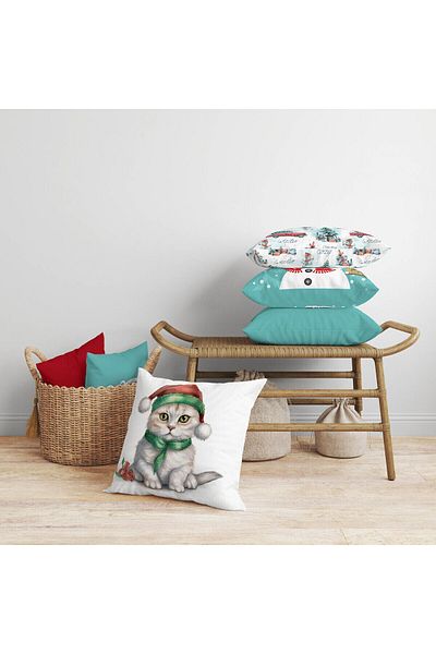 Evmila Model de Anul Nou Crăciun și Crăciun Design special Set de 4 huse de pernă