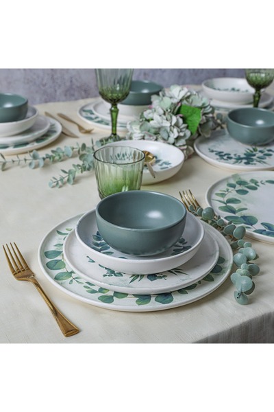 Keramika Okaliptus 24 Parça 6 Kişilik Yemek Takımı Yeşil