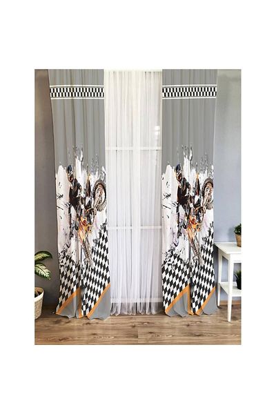 Evmila Motor Racing Patterned Children's Room Background Curtain