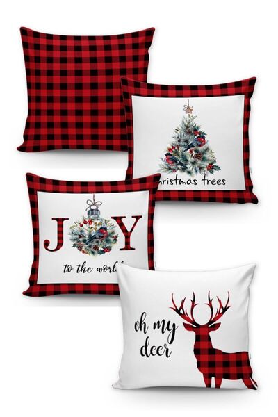 Lolla Evmila Christmas Patterned 4-Piece Throw Pillow Cover Set