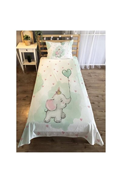 Evmila Fil Desenli Çocuk Odası Yatak Örtüsü Takımı