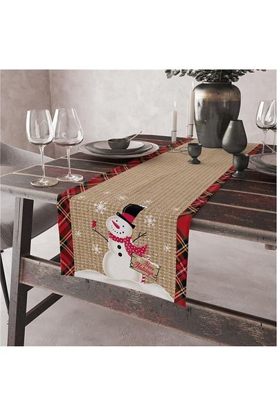 Evmila New Year's Themed 4-Piece Throw Pillow Cover and Runner 5-Piece Set