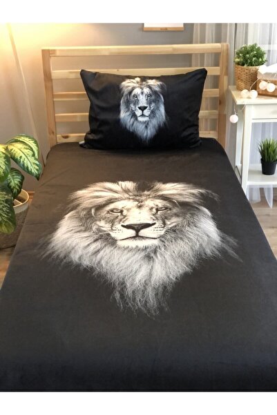 Evmila Dijital Baskı Aslan Örtü Yastık Seti 884