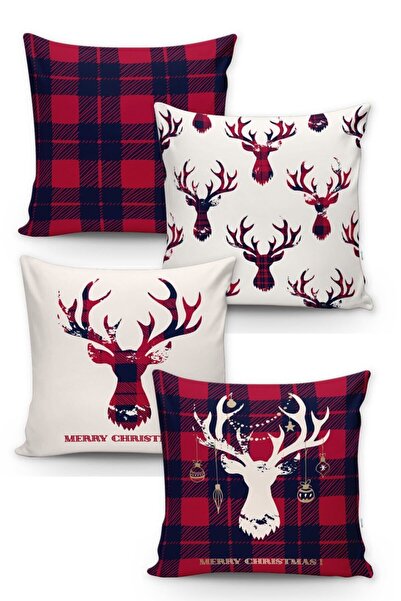 Lolla Evmila Christmas Patterned 4-Piece Throw Pillow Cover Set