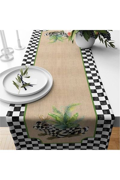 Evmila Runner din catifea cu model de broasca neagra