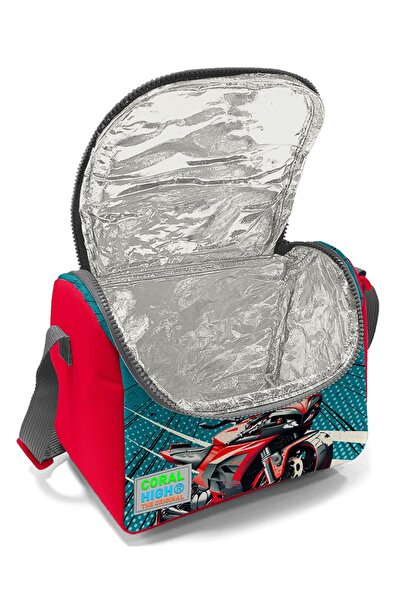 Coral High 3-Piece Gray Anime Motorcycle Patterned Bag Set - Three Compartments and Squeegee SET0123964