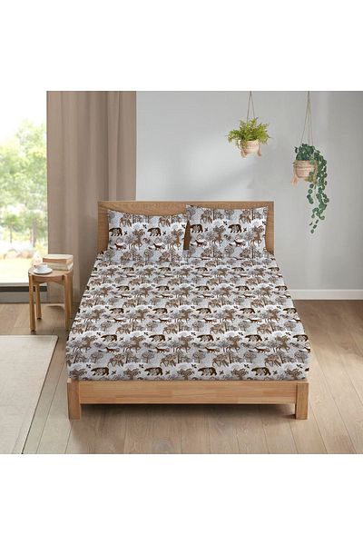 Evmila Animal Pattern Printed Double Elastic Sheet Set Colorful