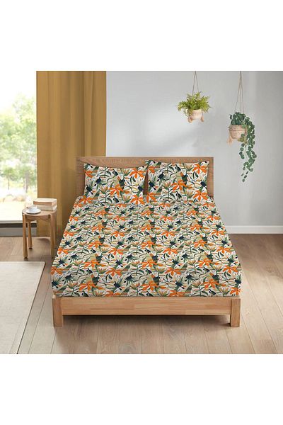 Evmila Tropical Pattern Printed Double Sheet Set 160x200 Cm - Colorful