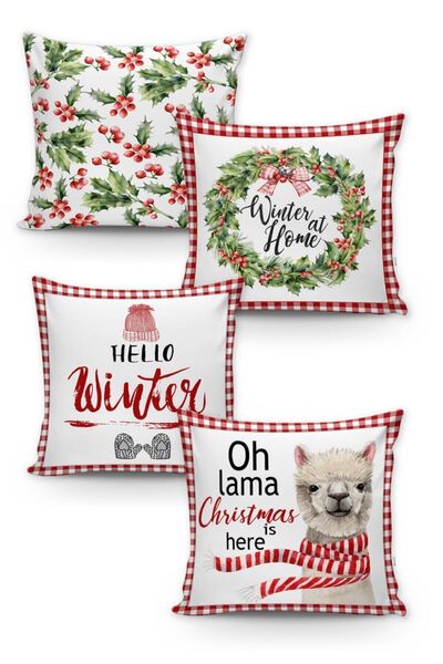 Lolla Evmila Christmas Patterned 4-Piece Throw Pillow Cover Set