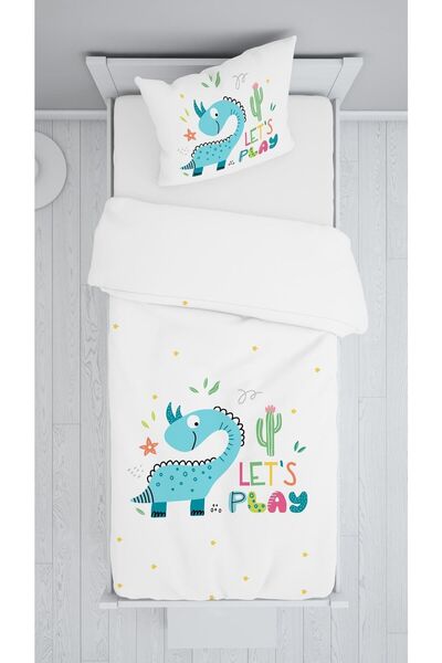 Evmila Dijital Baskı Dinazorlu Örtü Yastık Seti 1621