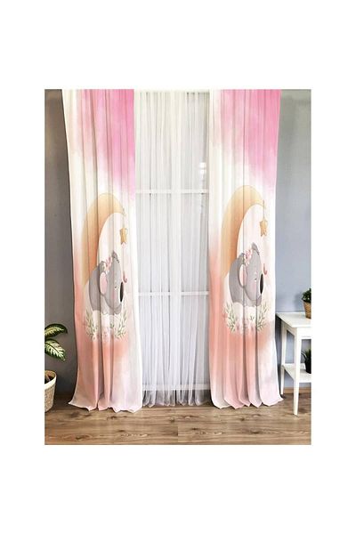 Evmila Koala Sleeping on the Moon Patterned Children's Room Velvet Background Curtain