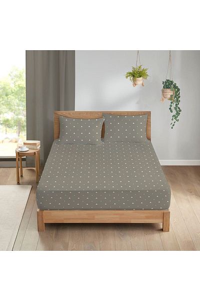 Evmila Σετ σεντόνια με τρίγωνο μοτίβο διπλό 160x200 cm - Γκρι